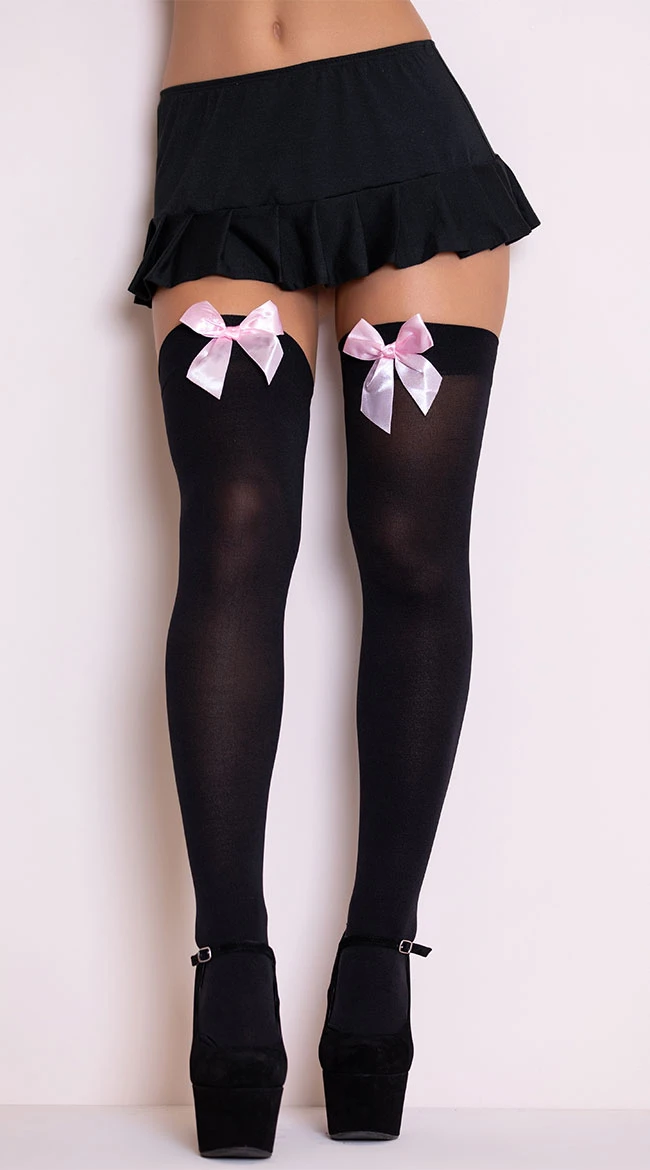 LEG AVENUE Opaque Thigh Highs With Satin Bow 16 LEG AVENUE Opaque Thigh Highs With Satin Bow - Image 14