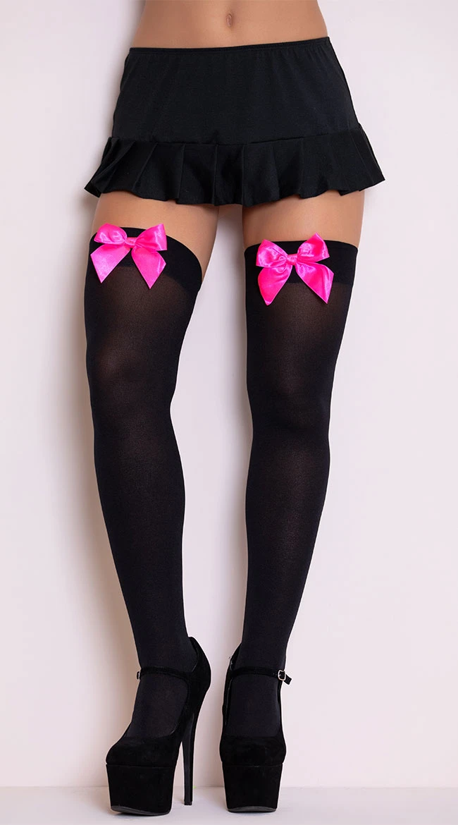 LEG AVENUE Opaque Thigh Highs With Satin Bow 13 LEG AVENUE Opaque Thigh Highs With Satin Bow - Image 11