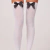 LEG AVENUE Opaque Thigh Highs With Satin Bow 1 LEG AVENUE Opaque Thigh Highs With Satin Bow -Playboy Store LA 6255 WHITE F Yandy PS07272022