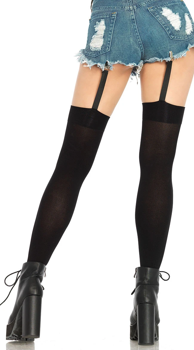 LEG AVENUE Opaque Thigh Highs With Garter Straps 5 LEG AVENUE Opaque Thigh Highs With Garter Straps - Image 3