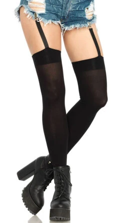 LEG AVENUE Opaque Thigh Highs With Garter Straps