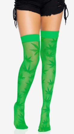 LEG AVENUE Marijuana Fishnet Thigh High Stockings 10 LEG AVENUE Marijuana Fishnet Thigh High Stockings -Playboy Store LA 6642 03 126