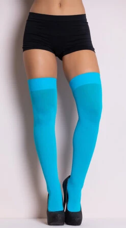 LEG AVENUE Opaque Nylon Thigh High Stockings 15 LEG AVENUE Opaque Nylon Thigh High Stockings -Playboy Store LA 6672 AQU PS08292018