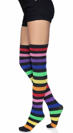 LEG AVENUE Rainbow Striped Thigh High Socks -Playboy Store LA 6927 04 101 2022APR47820