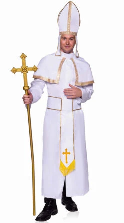 LEG AVENUE Men's White And Gold Pope Costume