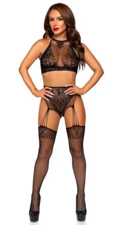 LEG AVENUE Fishnet And Lace Two Piece Bodystocking Set 9 LEG AVENUE Fishnet And Lace Two Piece Bodystocking Set -Playboy Store LA 89302 03 001 2022APR47820