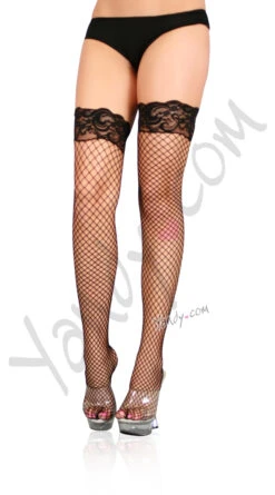 LEG AVENUE Industrial Net Lace Top Thigh Highs 12 LEG AVENUE Industrial Net Lace Top Thigh Highs -Playboy Store LA 9201 Black f