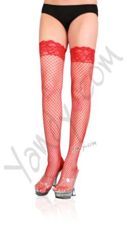 LEG AVENUE Industrial Net Lace Top Thigh Highs 10 LEG AVENUE Industrial Net Lace Top Thigh Highs -Playboy Store LA 9201 Red f