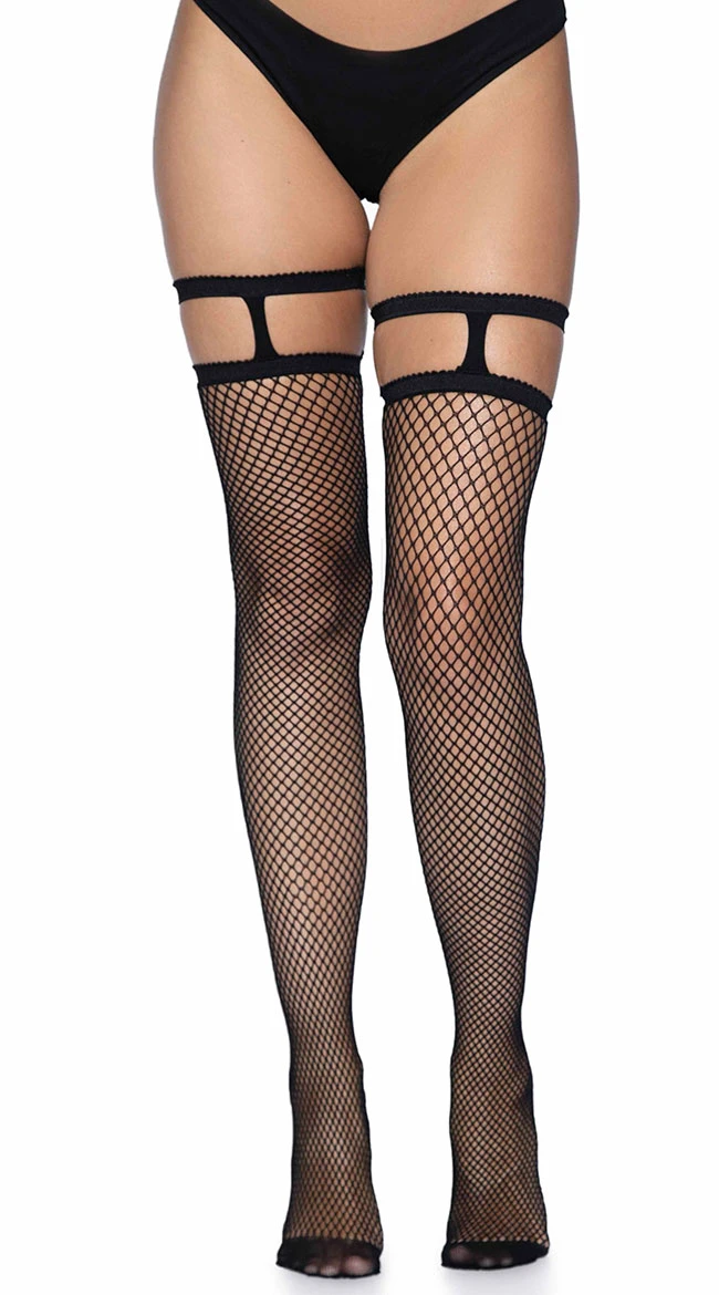 LEG AVENUE Garter Topped Fishnet Thigh High Stockings 4 LEG AVENUE Garter Topped Fishnet Thigh High Stockings - Image 2