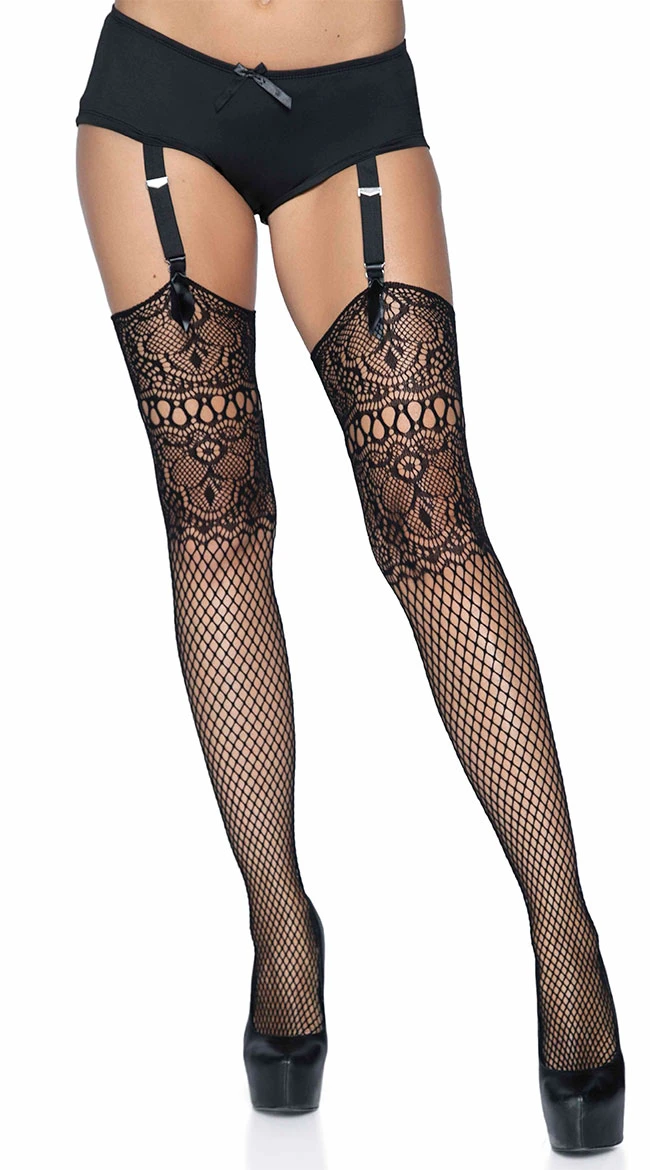 LEG AVENUE Netted Back Seam Thigh High Stockings 3 LEG AVENUE Netted Back Seam Thigh High Stockings