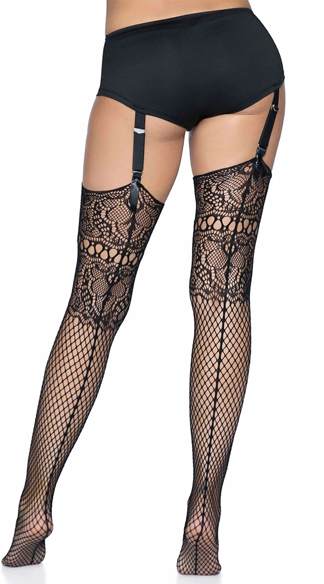 LEG AVENUE Netted Back Seam Thigh High Stockings 4 LEG AVENUE Netted Back Seam Thigh High Stockings - Image 2