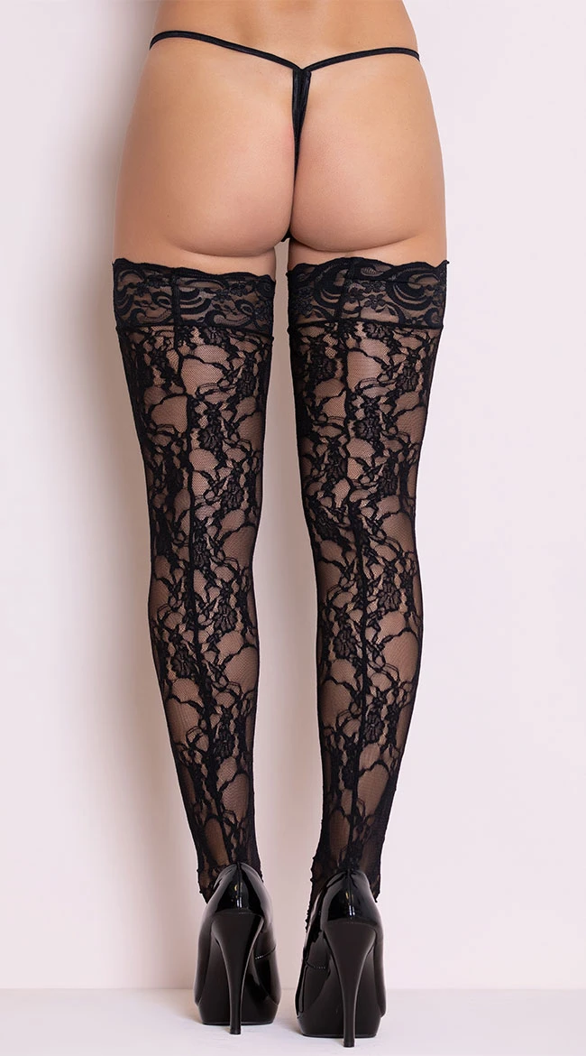 LEG AVENUE Stay-Up Floral Lace Thigh Highs 5 LEG AVENUE Stay-Up Floral Lace Thigh Highs - Image 3
