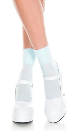 MUSIC LEGS White Opaque Anklet Socks -Playboy Store ML 512 Babyblue 2019JULY