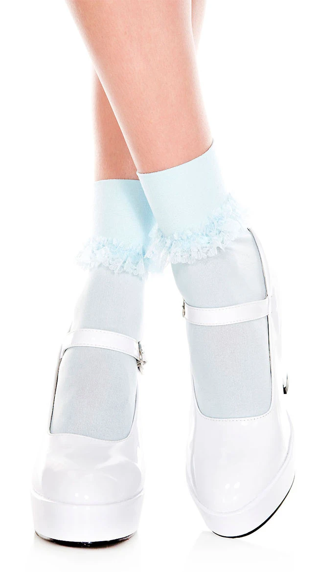 MUSIC LEGS Opaque Ruffle Trim Ankle Socks 6 MUSIC LEGS Opaque Ruffle Trim Ankle Socks - Image 4