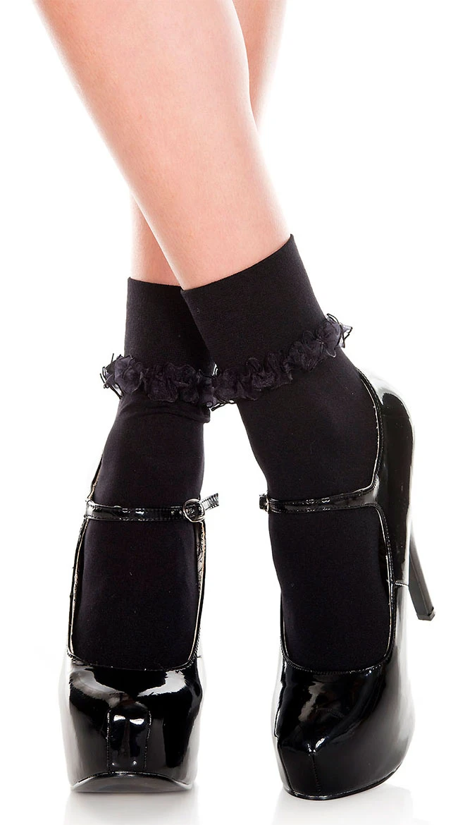 MUSIC LEGS Opaque Ruffle Trim Ankle Socks 4 MUSIC LEGS Opaque Ruffle Trim Ankle Socks - Image 2