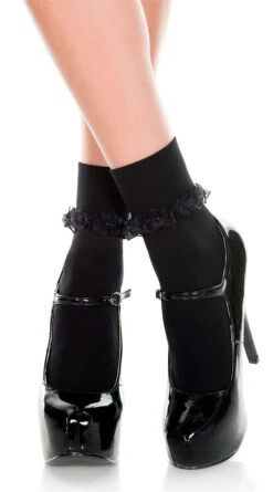 MUSIC LEGS High Ankle Ruffle Trim Socks