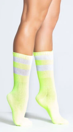 MUSIC LEGS Striped Ankle Socks -Playboy Store ML 526 SOLID NEON GREEN PS08022019 1