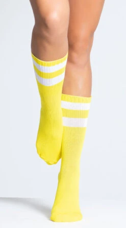 MUSIC LEGS Striped Ankle Socks -Playboy Store ML 526 SOLID NEON YELLOW PS08022019 1