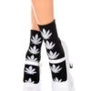 MUSIC LEGS Leaf Print Socks -Playboy Store ML 537 BlackWhite