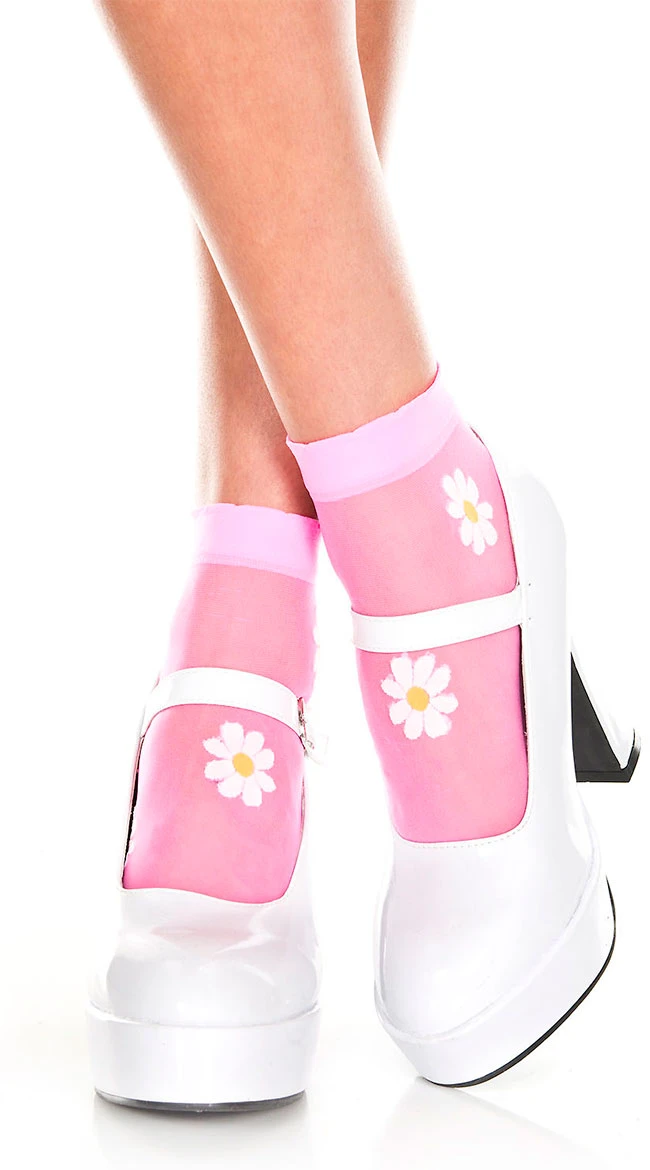 MUSIC LEGS Sheer Flower Ankle Socks 4 MUSIC LEGS Sheer Flower Ankle Socks - Image 2