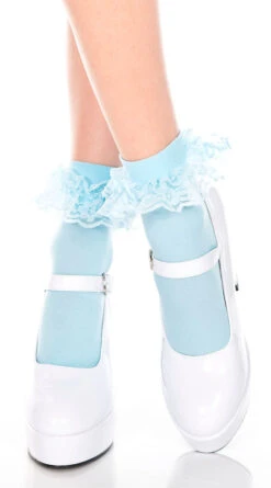 MUSIC LEGS Ruffle Trim Ankle High Socks 9 MUSIC LEGS Ruffle Trim Ankle High Socks -Playboy Store ML 549 Babyblue 2019JAN