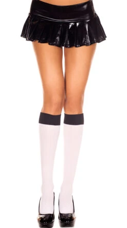 MUSIC LEGS Two Tone Knee Highs 7 MUSIC LEGS Two Tone Knee Highs -Playboy Store ML 5748 K747TWO TONE whitebla OK H2013