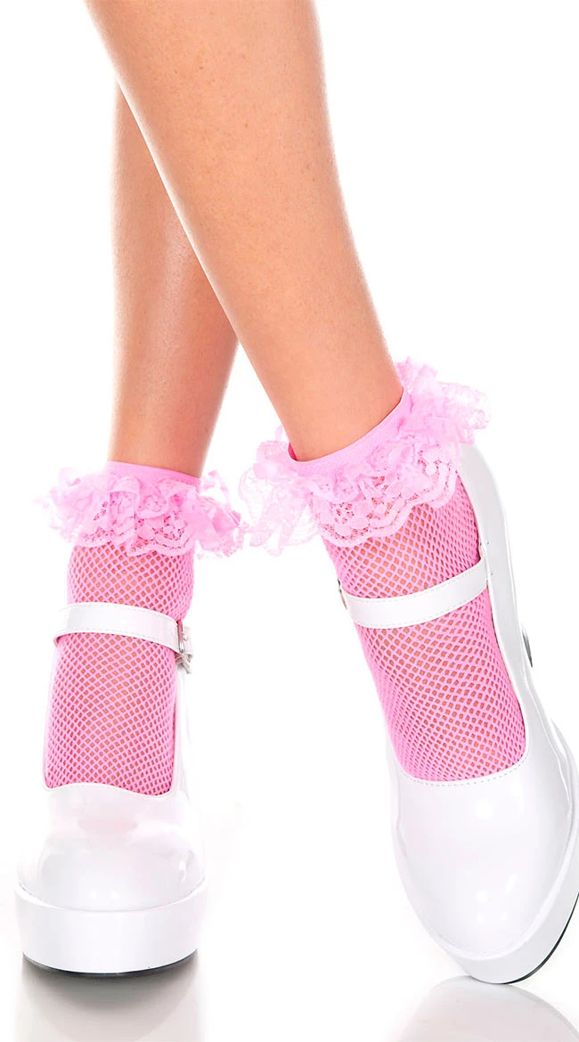 MUSIC LEGS Fishnet Ankle Socks With Ruffle Trim 10 MUSIC LEGS Fishnet Ankle Socks With Ruffle Trim - Image 8