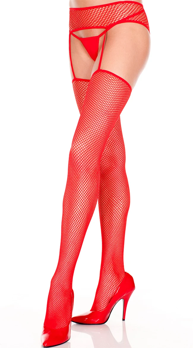 MUSIC LEGS Fishnet Thigh Highs With Garterbelt 5 MUSIC LEGS Fishnet Thigh Highs With Garterbelt - Image 3