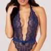 Alessa Plunge Lace Teddy 1 Alessa Plunge Lace Teddy -Playboy Store OL 52 11153 LACE TEDDY NAVY 3917