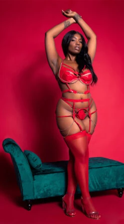 Playboy Plus Size Chain Of Command Bra Set -Playboy Store PB PBL5012X RED 2 EDS YANDY 2021PBHOLIDAY