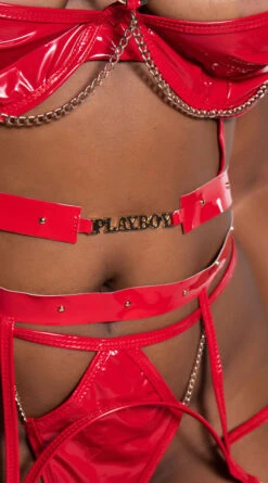 Playboy Plus Size Chain Of Command Bra Set -Playboy Store PB PBL5012X RED 7 YANDY PS11112021