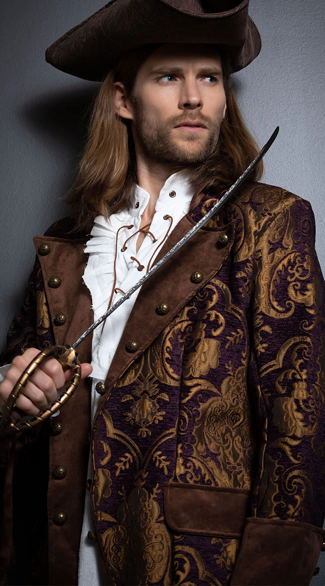 Roma Men's Brocade Pirate Jacket 6 Roma Men's Brocade Pirate Jacket - Image 4