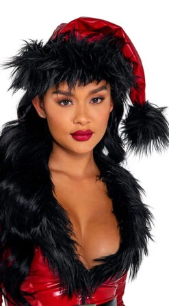 Roma Wet Look Faux Fur Santa Hat -Playboy Store RM C201 Red Blk 2022MAY48117