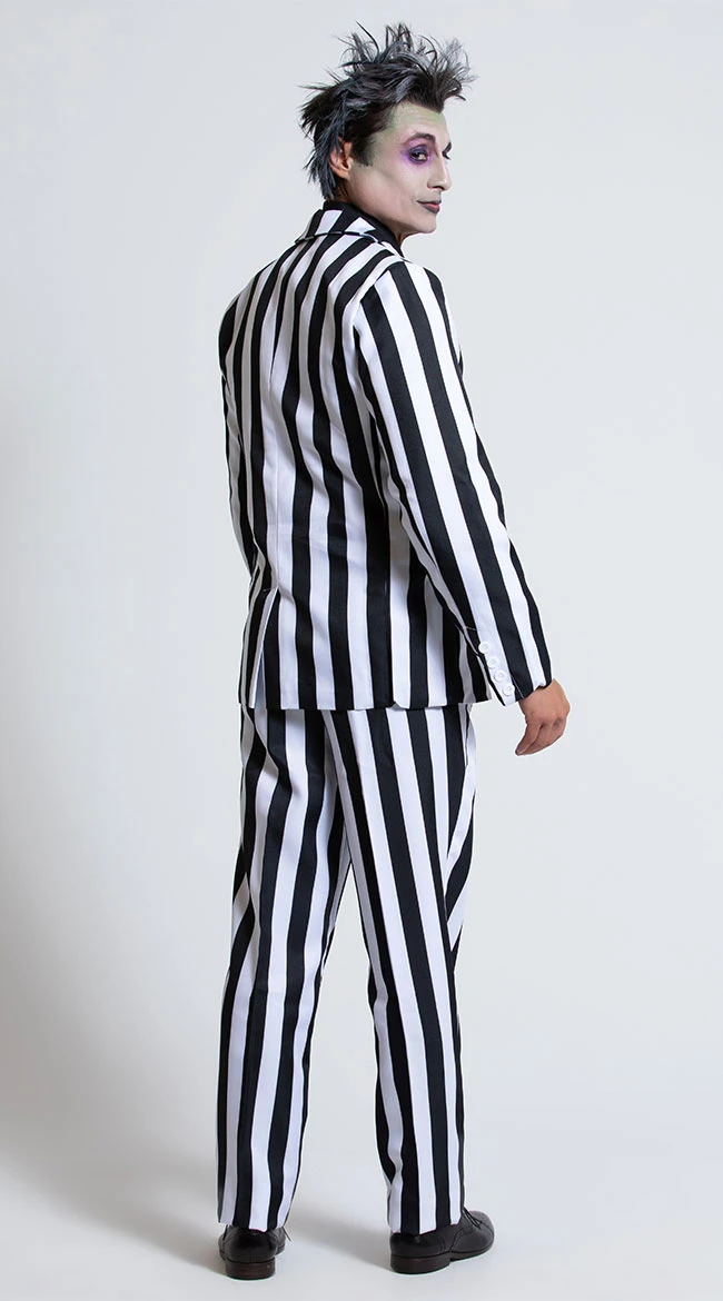 FEVER Men's White And Black Striped Suit Costume 8 FEVER Men's White And Black Striped Suit Costume - Image 6