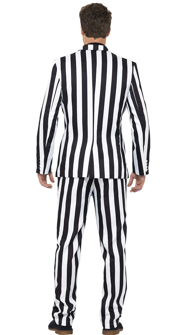 FEVER Men's White And Black Striped Suit Costume 7 FEVER Men's White And Black Striped Suit Costume - Image 5