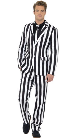 FEVER Men's White And Black Striped Suit Costume 15 FEVER Men's White And Black Striped Suit Costume -Playboy Store SF 43536 CST2014