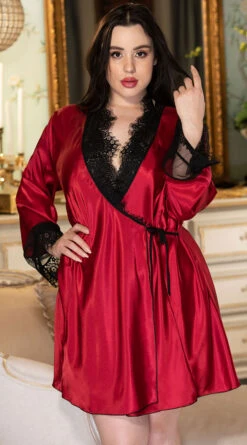 Plus Size Romantic Moment Robe 13 Plus Size Romantic Moment Robe -Playboy Store SO 31512X RED 2021JULY34290