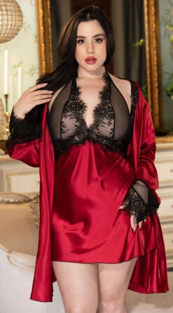 Plus Size Romantic Moment Robe 12 Plus Size Romantic Moment Robe -Playboy Store SO 31512x RED B 2021JULY34290