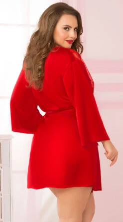 Plus Size Toast Of The Town Satin Robe 15 Plus Size Toast Of The Town Satin Robe -Playboy Store ST 10695X RED B