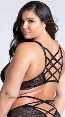 Plus Size Lacy Longline Lattice Bralette -Playboy Store ST 10784X BLACK PS06262019 10