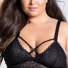 Plus Size Lacy Longline Lattice Bralette 2 Plus Size Lacy Longline Lattice Bralette -Playboy Store ST 10784X BLACK PS06262019 3