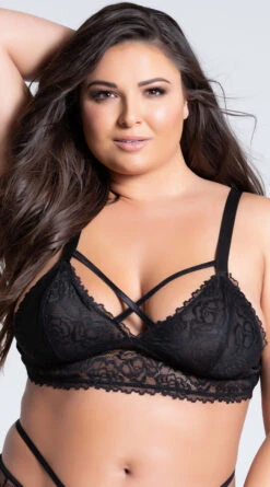 Plus Size Lacy Longline Lattice Bralette