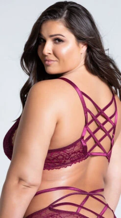 Plus Size Lacy Longline Lattice Bralette -Playboy Store ST 10784X PURPLE PS06262019 9
