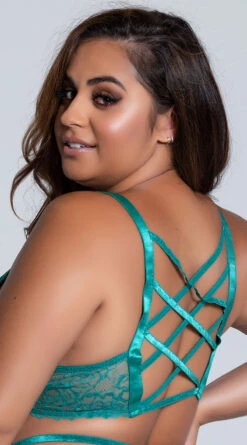 Plus Size Lacy Longline Lattice Bralette -Playboy Store ST 10784X TOP GREEN 9 PS07302020