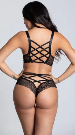 Lace Lattice Bikini Panty -Playboy Store ST 10784 10785 BLACK PS09182019 8