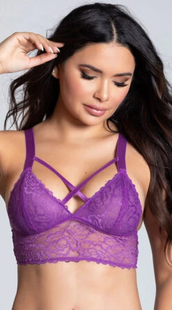 Lacy Longline Lattice Bralette 30 Lacy Longline Lattice Bralette -Playboy Store ST 10784 TOP PURPLE PS09182019 3