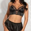 Never Waking Up Satin Short Set 2 Never Waking Up Satin Short Set -Playboy Store ST 11244 BLK F 2021APR31039