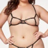 Plus Size Visual Lust Open Cup And Crotchless Bra Set -Playboy Store ST 11466XP BLACK F 2023MAY