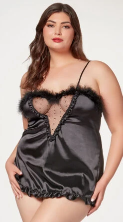 Plus Size Fuzzy Silk Chemise Set