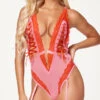 Two Tone Lace-Up Teddy 2 Two Tone Lace-Up Teddy -Playboy Store ST 11517 PINKRED F 2023MAY